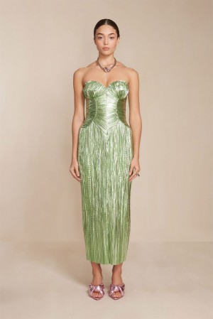 Cult Gaia Ashika Gown Dress Green | NZ 068527Y