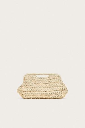 Cult Gaia Aurora Large Clutch Beige | NZ 706189F