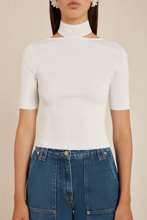 Cult Gaia Brianna Knit Top White | NZ 209384J