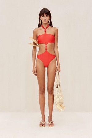 Cult Gaia Caitriona One Piece Bodysuit Red | NZ 735248V