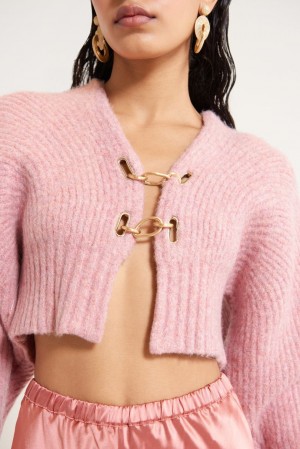 Cult Gaia Casella Knit Cardigan Pink | NZ 037681P