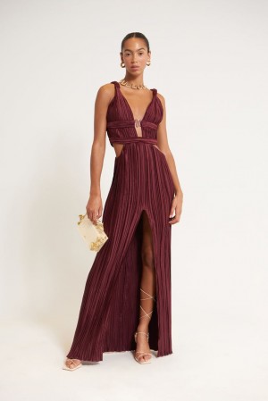 Cult Gaia Davida Gown Dress Burgundy | NZ 061892V