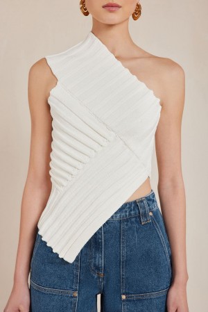 Cult Gaia Del Knit Top White | NZ 419358Y