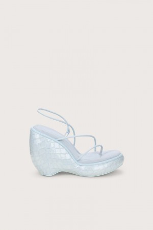 Cult Gaia Denali Wedge Sandals Blue | NZ 709326D