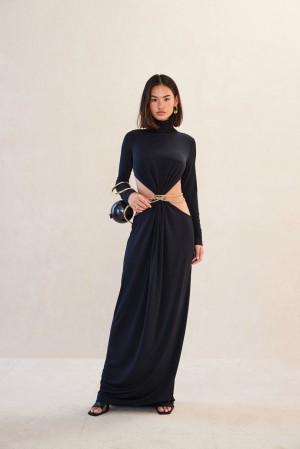 Cult Gaia Genevieve Gown Dress Black | NZ 761805O