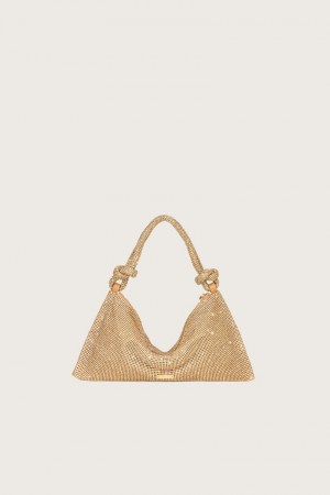 Cult Gaia Hera Nano Rhinestone Shoulder Bag Gold | NZ 725309Q