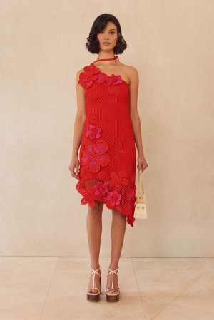 Cult Gaia Kourtney Crochet Dress Red | NZ 325198M