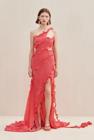 Cult Gaia Micola Gown Dress Coral | NZ 670593Y