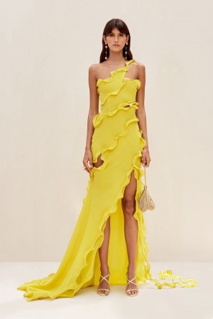 Cult Gaia Micola Gown Dress Yellow | NZ 026198B