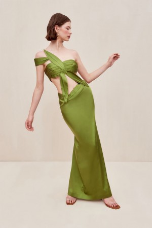 Cult Gaia Sharlena Gown Dress Green | NZ 182469G