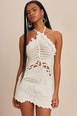 Cult Gaia Undina Crochet Dress White | NZ 736952V