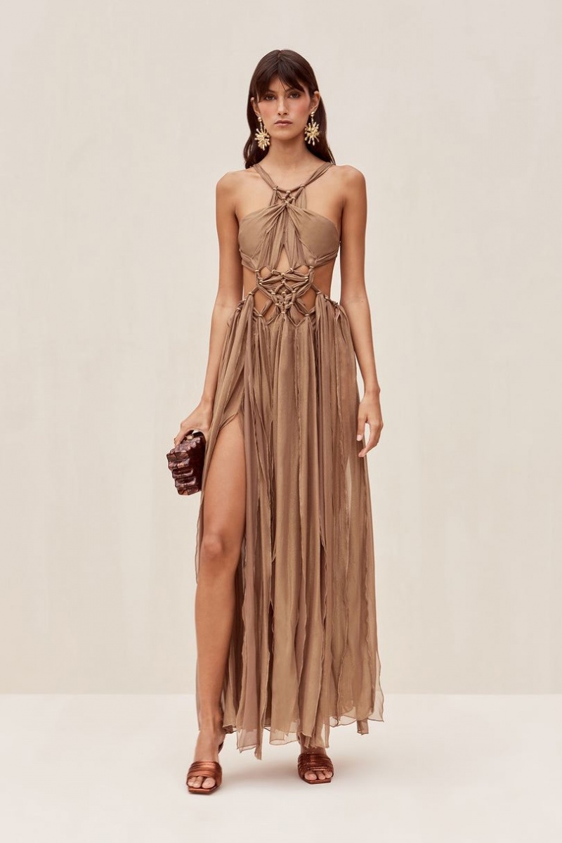 Cult Gaia Alexa Gown Dress Brown | NZ 051869D