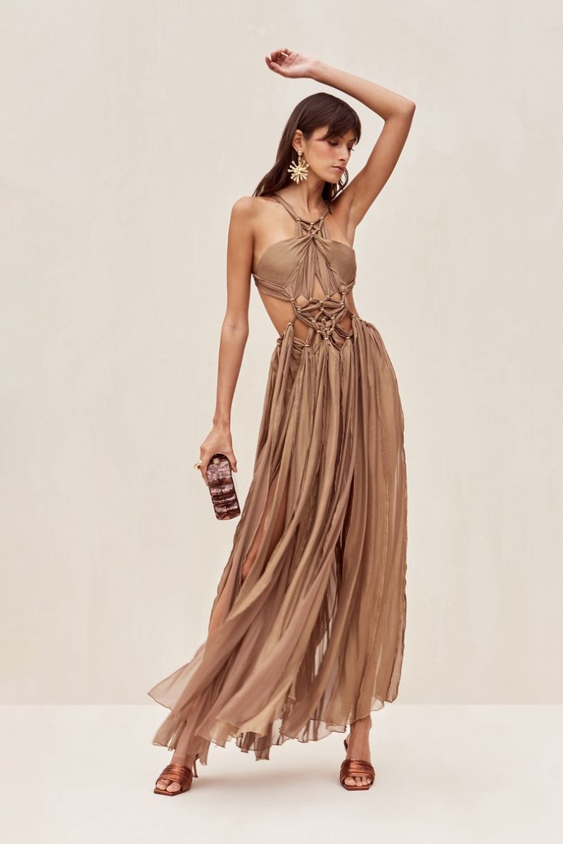 Cult Gaia Alexa Gown Dress Brown | NZ 051869D