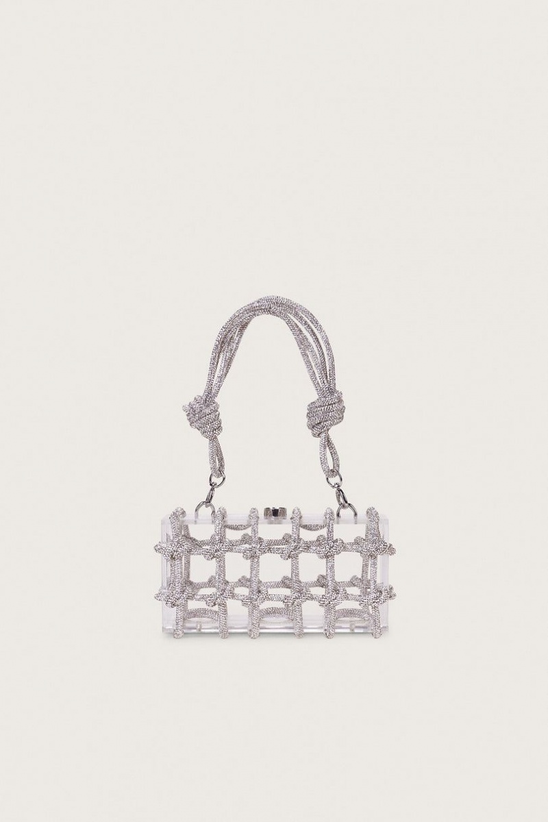 Cult Gaia Bess Rhinestone Shoulder Bag Silver | NZ 843167N