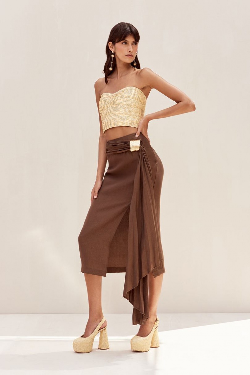 Cult Gaia Caroline Skirt Brown | NZ 904876L