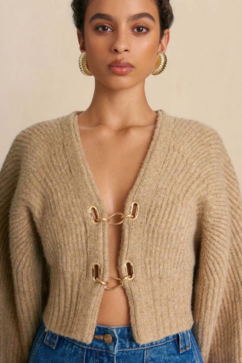 Cult Gaia Casella Knit Cardigan Beige | NZ 475368Z