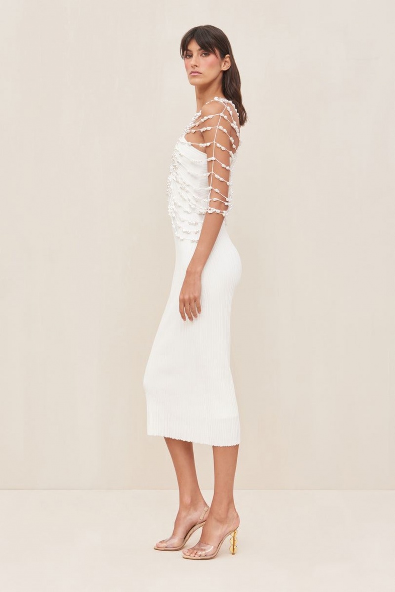 Cult Gaia Cecelia Knitted Dress White | NZ 689457F