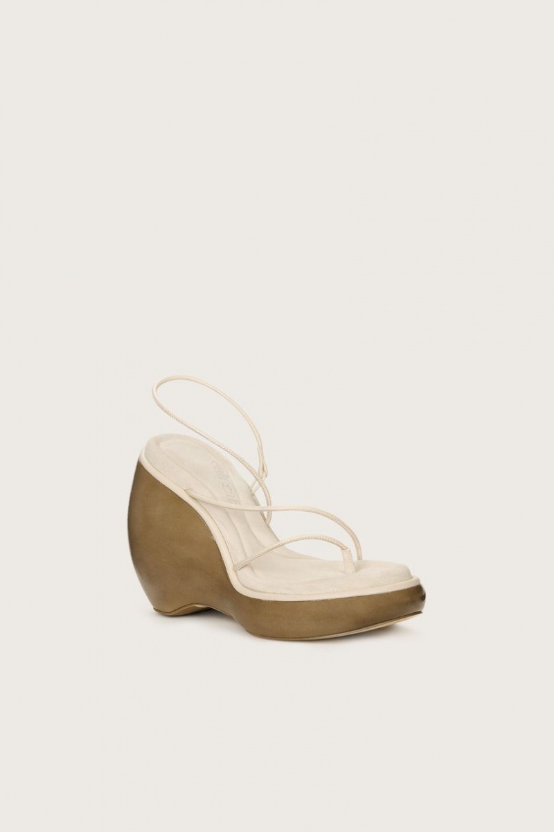 Cult Gaia Denali Wedge Sandals White | NZ 175840T