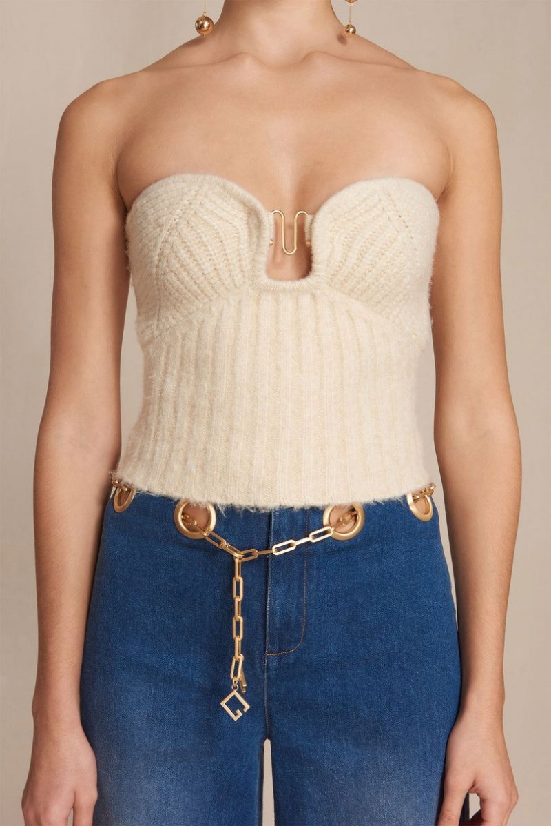 Cult Gaia Ellison Knit Top White | NZ 250678U