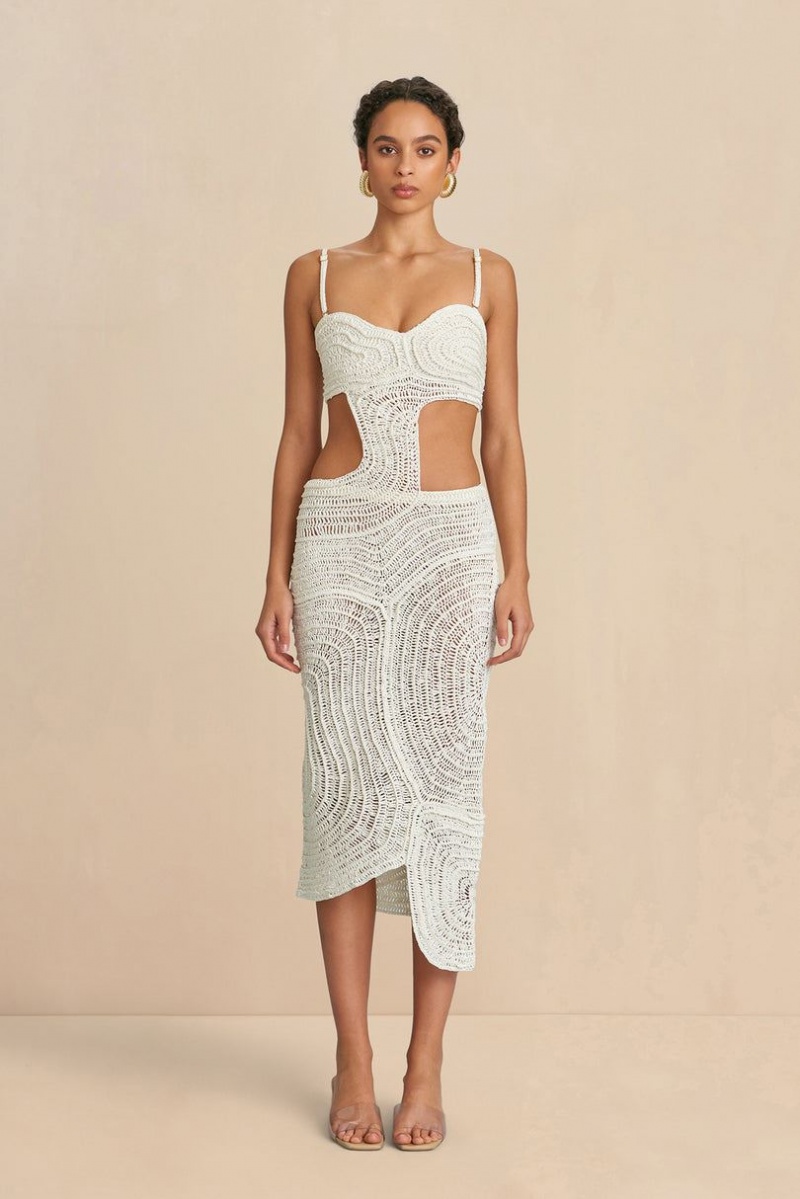 Cult Gaia Kira Crochet Dress White | NZ 170426B