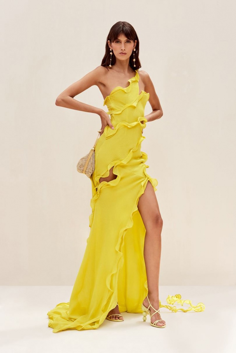 Cult Gaia Micola Gown Dress Yellow | NZ 026198B