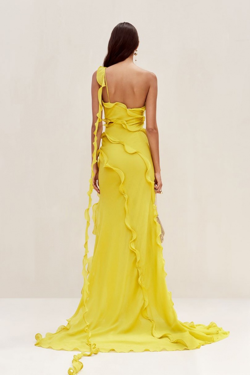 Cult Gaia Micola Gown Dress Yellow | NZ 026198B