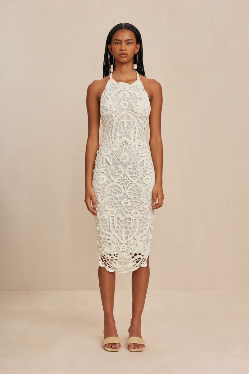 Cult Gaia Oria Crochet Dress White | NZ 572368Y