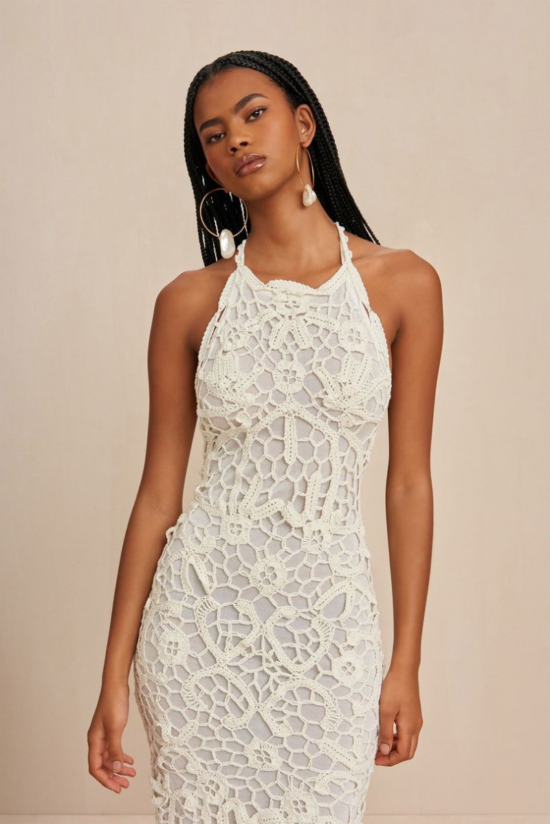 Cult Gaia Oria Crochet Dress White | NZ 572368Y