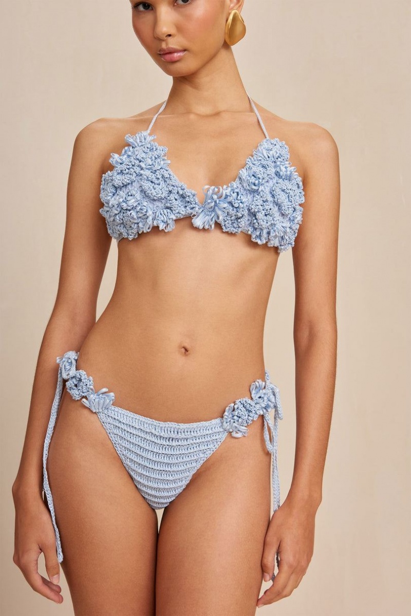 Cult Gaia Pola Crochet Bikini Bottom Blue | NZ 238095P