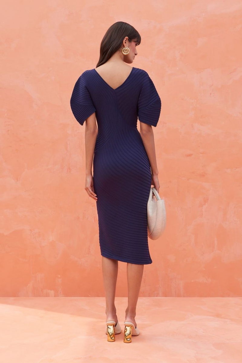 Cult Gaia Pyton Knitted Dress Navy | NZ 108647H