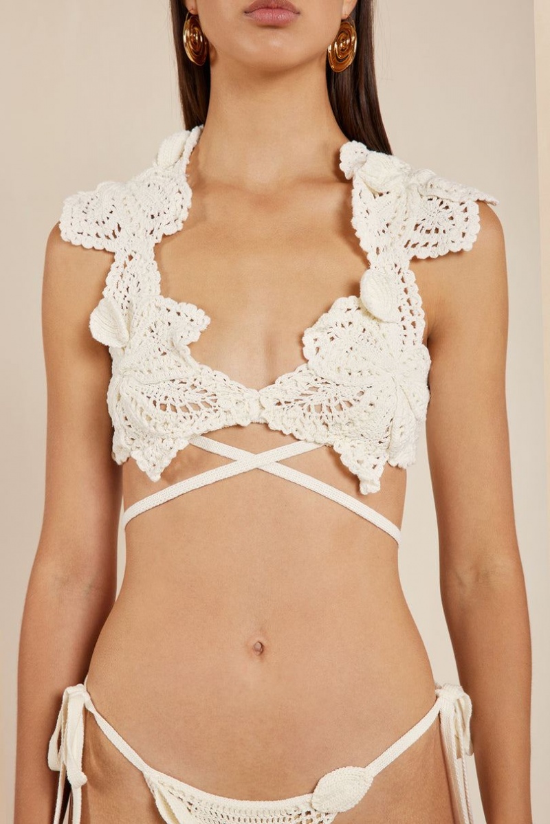 Cult Gaia Reina Crochet Bikini Top White | NZ 925318J