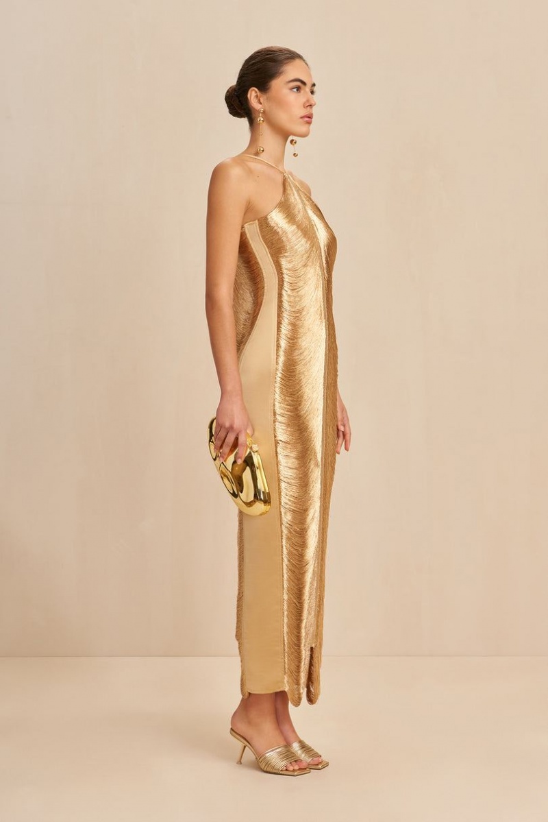 Cult Gaia Renata Gown Dress Gold | NZ 148096I