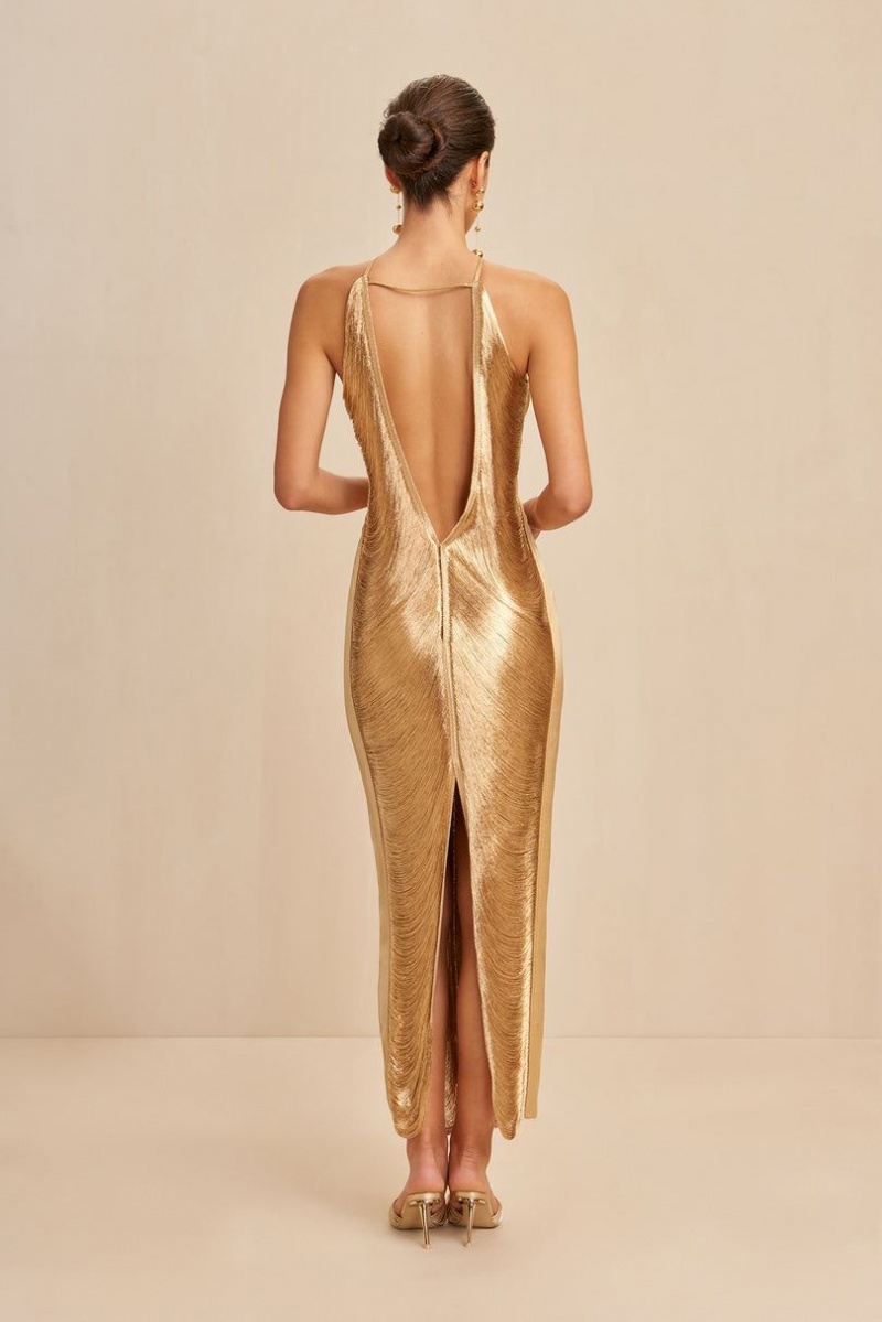 Cult Gaia Renata Gown Dress Gold | NZ 148096I