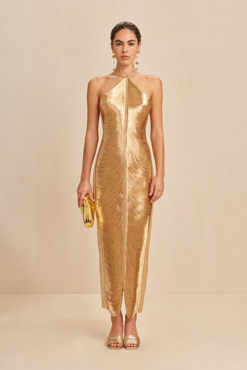 Cult Gaia Renata Gown Dress Gold | NZ 148096I