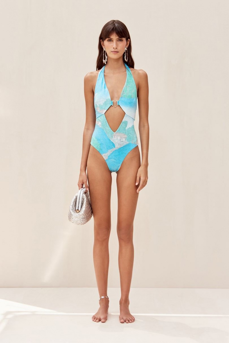 Cult Gaia Suy One Piece Bodysuit Turquoise | NZ 980165L