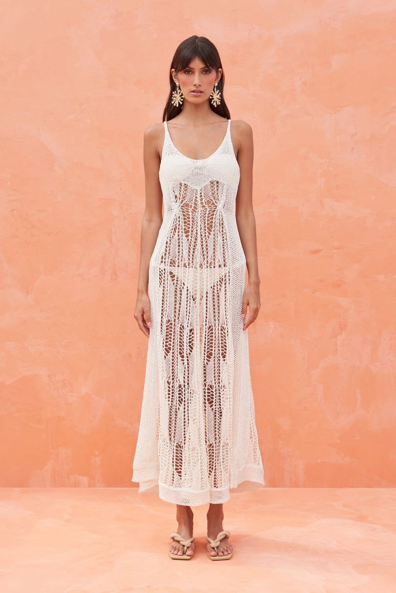 Cult Gaia Vickie Crochet Coverup Dress White | NZ 408159O