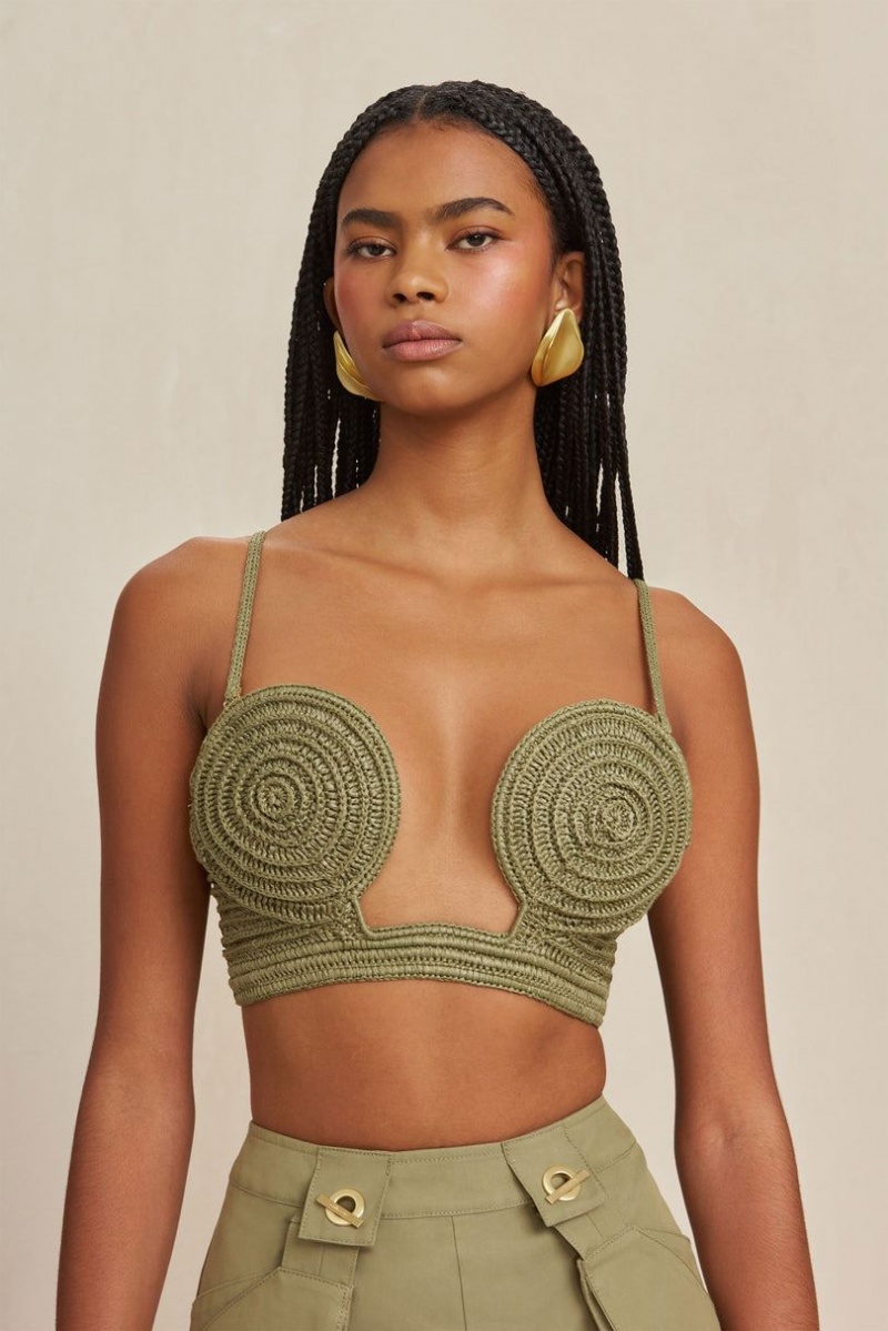 Cult Gaia Viviana Crochet Top Green | NZ 054967N