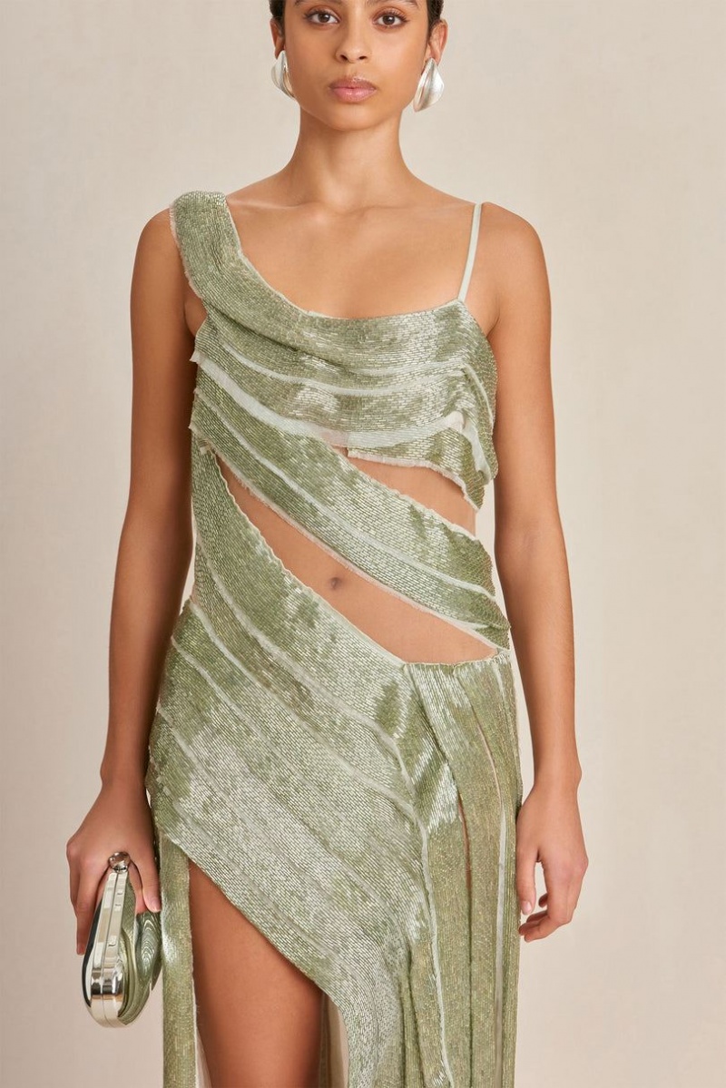 Cult Gaia Whitney Gown Dress Green | NZ 745083L