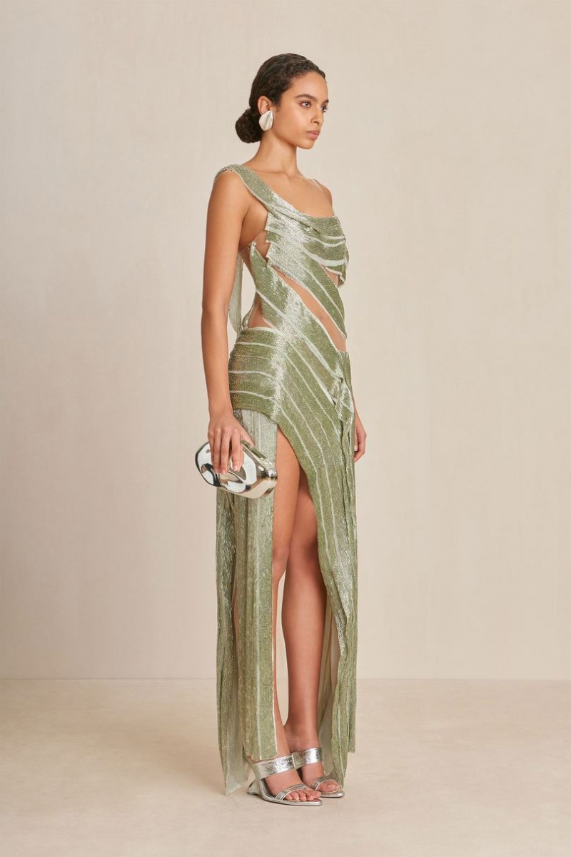 Cult Gaia Whitney Gown Dress Green | NZ 745083L