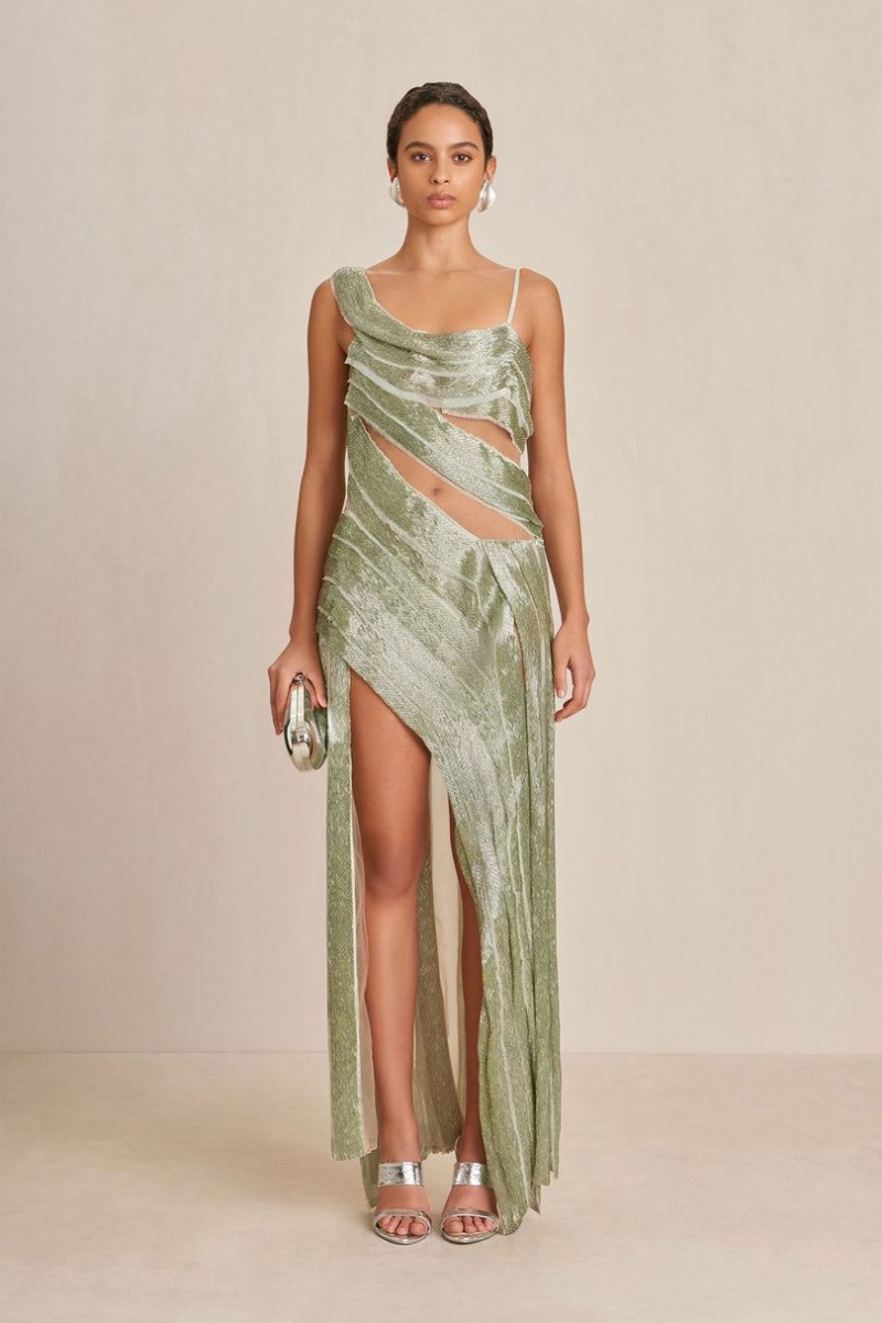 Cult Gaia Whitney Gown Dress Green | NZ 745083L